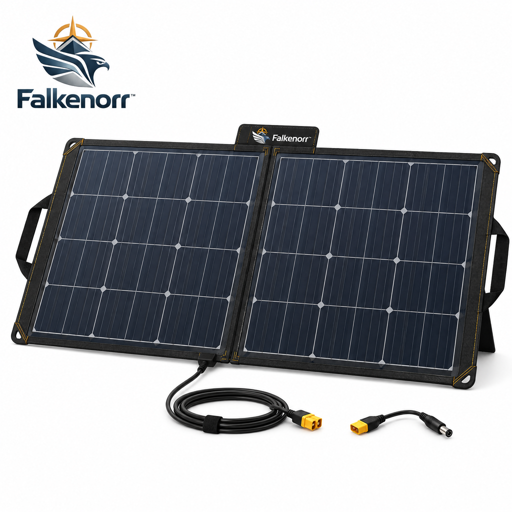 Falkenorr™ SunFold Portable Solar Charging Panel – Foldable Solar Power Panel for Camping, Travel, Emergency Backup & Outdoor Use