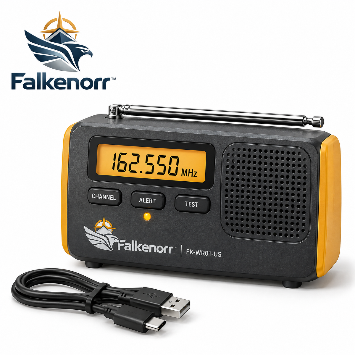 Falkenorr™ StormWatch Weather Alert Radio – Emergency Weather Receiver with Alert Mode, Digital Display & Backup Power