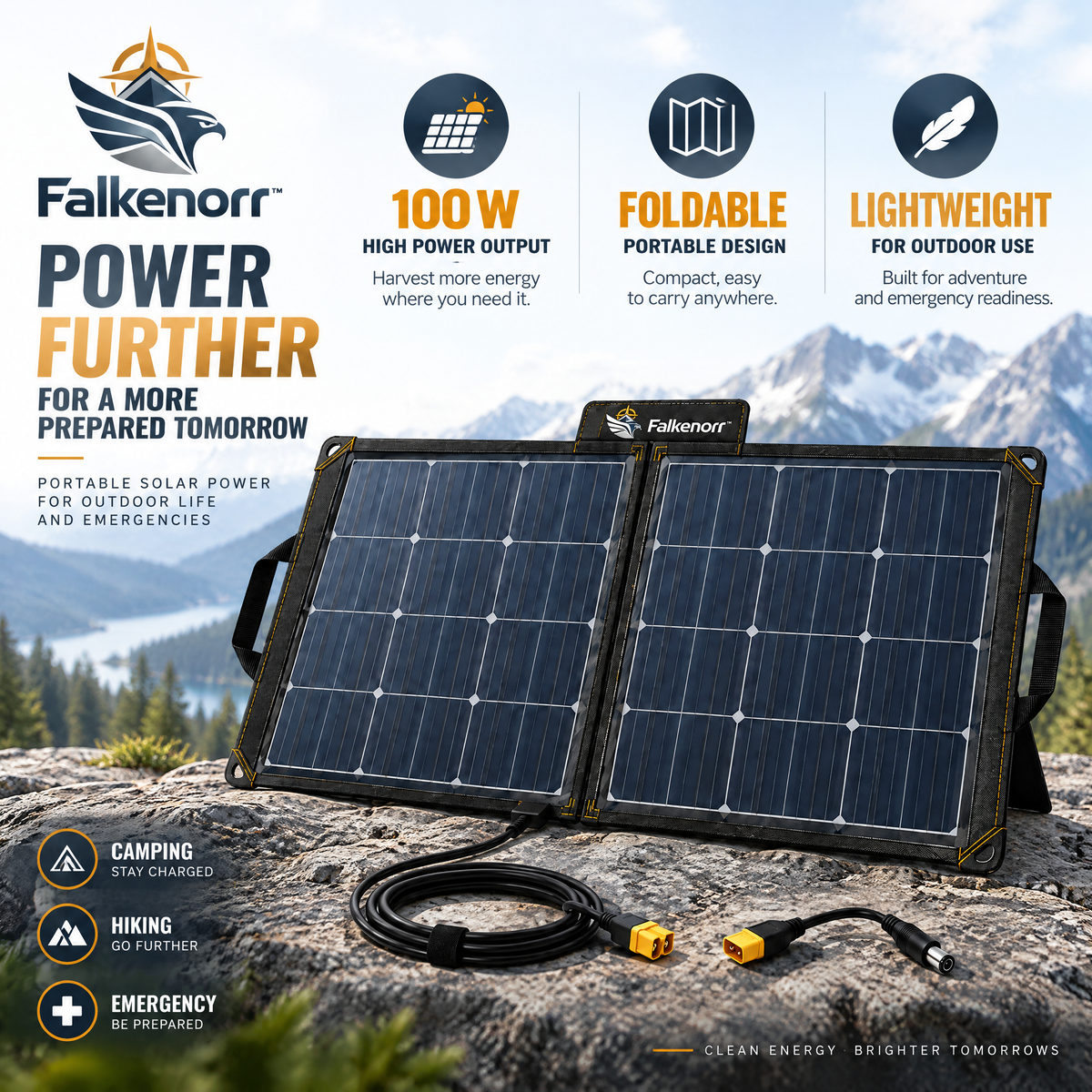 Falkenorr™ SunFold Portable Solar Charging Panel – Foldable Solar Power Panel for Camping, Travel, Emergency Backup & Outdoor Use