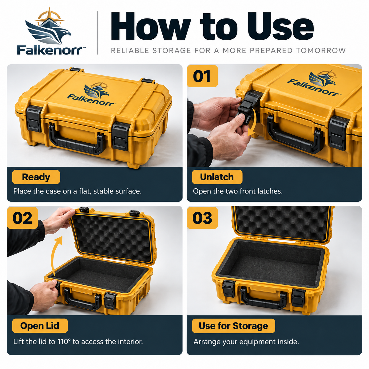 Falkenorr™ StormVault Waterproof Emergency Box – Sealed Portable Storage Case for Emergency Gear, Documents & Outdoor Supplies