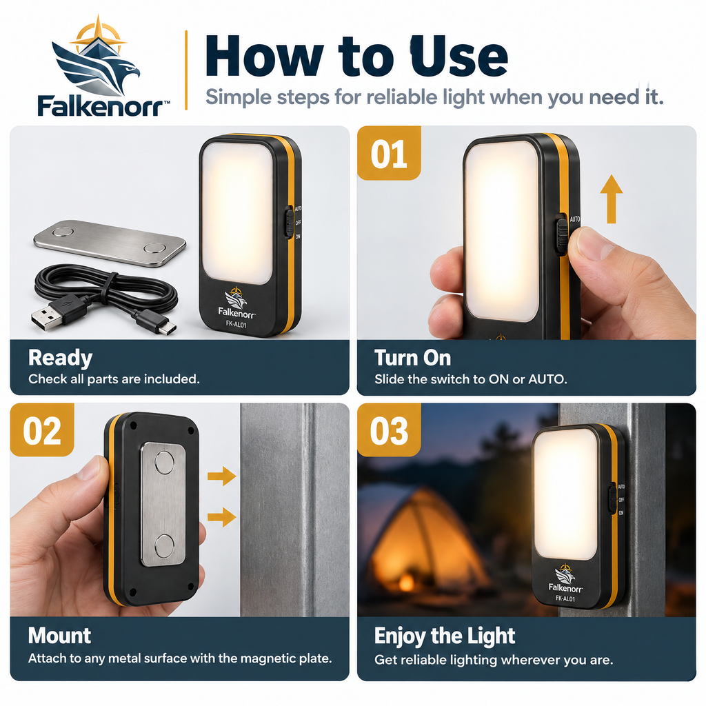 Falkenorr™ BlackoutSense Emergency Light – Automatic Power Failure Detection Lamp with Rechargeable Backup Battery