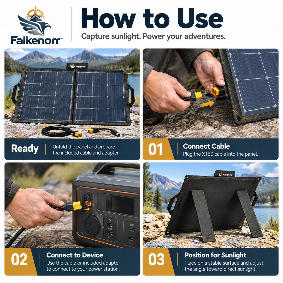 Falkenorr™ SunFold Portable Solar Charging Panel – Foldable Solar Power Panel for Camping, Travel, Emergency Backup & Outdoor Use